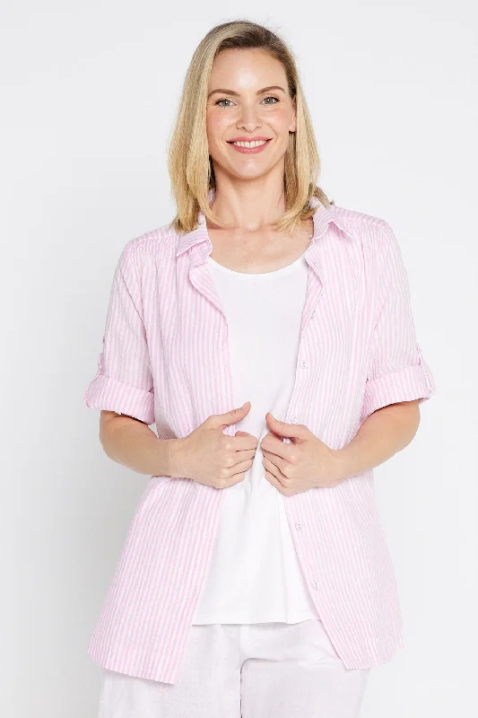 women's tops for those who want to stay updated with the latest fashion trends Linderman Cotton Shirt - Pink Stripe