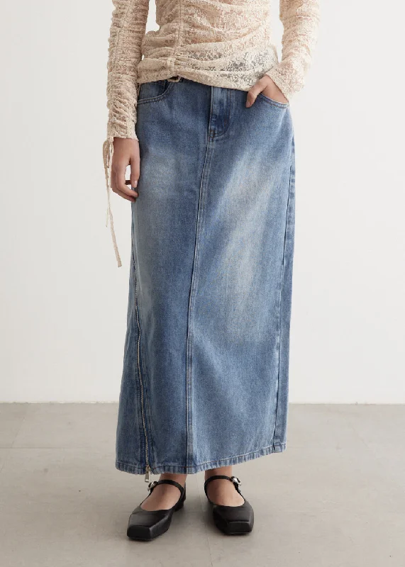 women's lightweight linen skirts for warm weather Zipper Denim Skirt