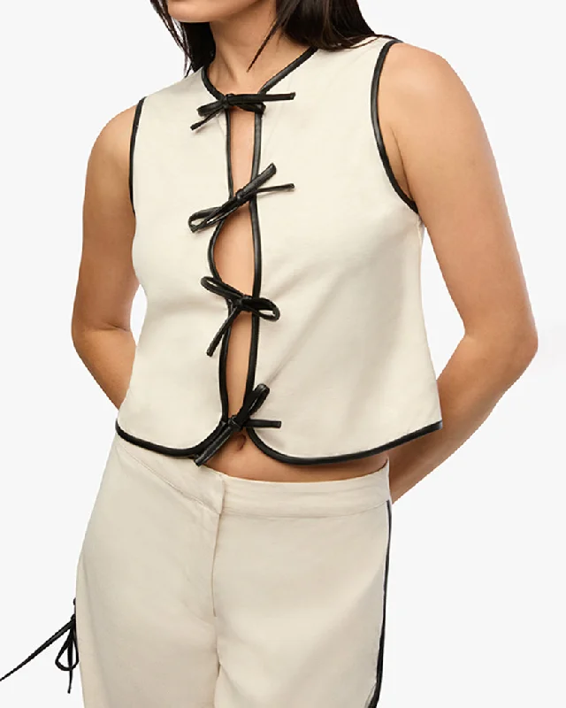 long-sleeved women's tops Tie Front Vest