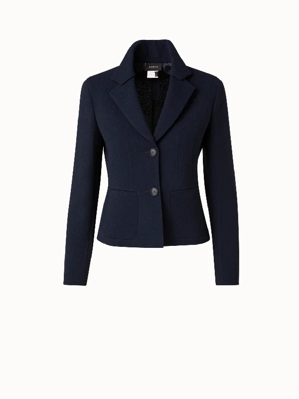 women's coats for apple-shaped bodies Wool Crêpe Double-Face Short Blazer