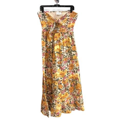 women's bell-sleeved dresses Dress Casual Maxi By Cmc In Green & Yellow, Size: L