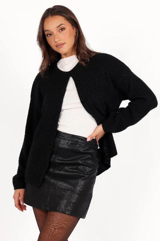 Hooded Cashmere Sweaters Astor Classic Button Up Cardigan - Black