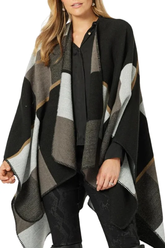Fashionable Funky Hooded Cashmere Sweaters CAPETOWN CHECK WRAP - 45532HV